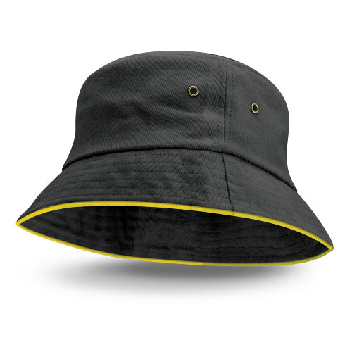 Black Bondi Bucket Hat - Coloured Trim