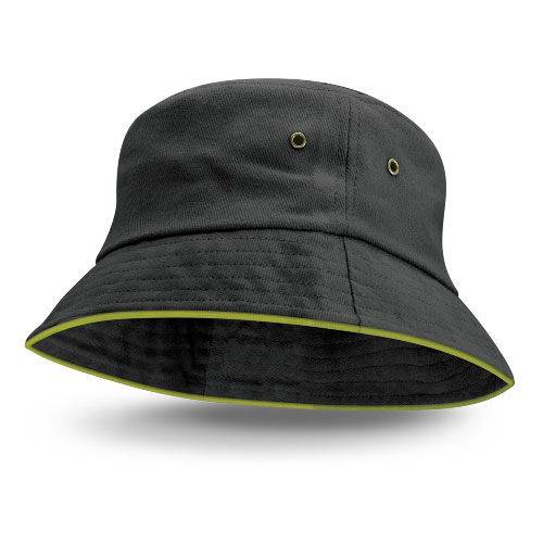 Black Bondi Bucket Hat - Coloured Trim